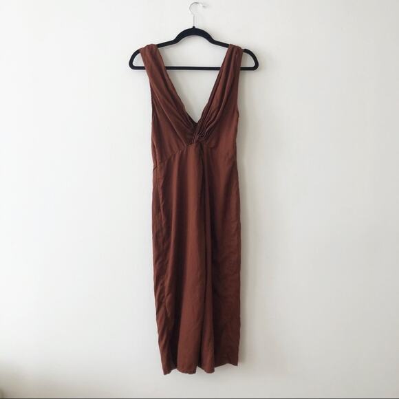 Zara Rust Twist Front Slit Midi Dress - Picture 3 of 7